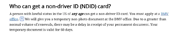 Non-driver ID notice from NY DMV