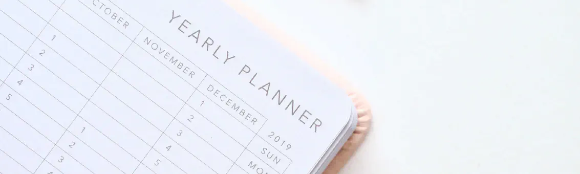 Yearly planner with pen